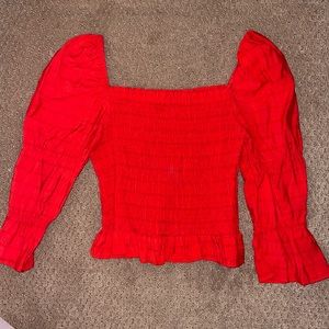 Red square neck top